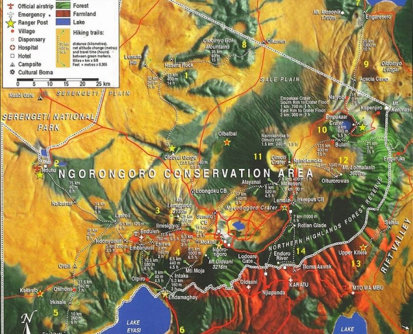 Carte du cratère du Ngorongoro