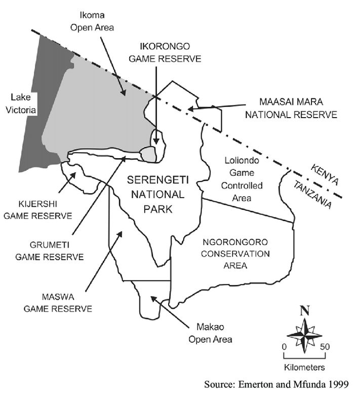 Carte de la réserve naturelle d'Ikoma