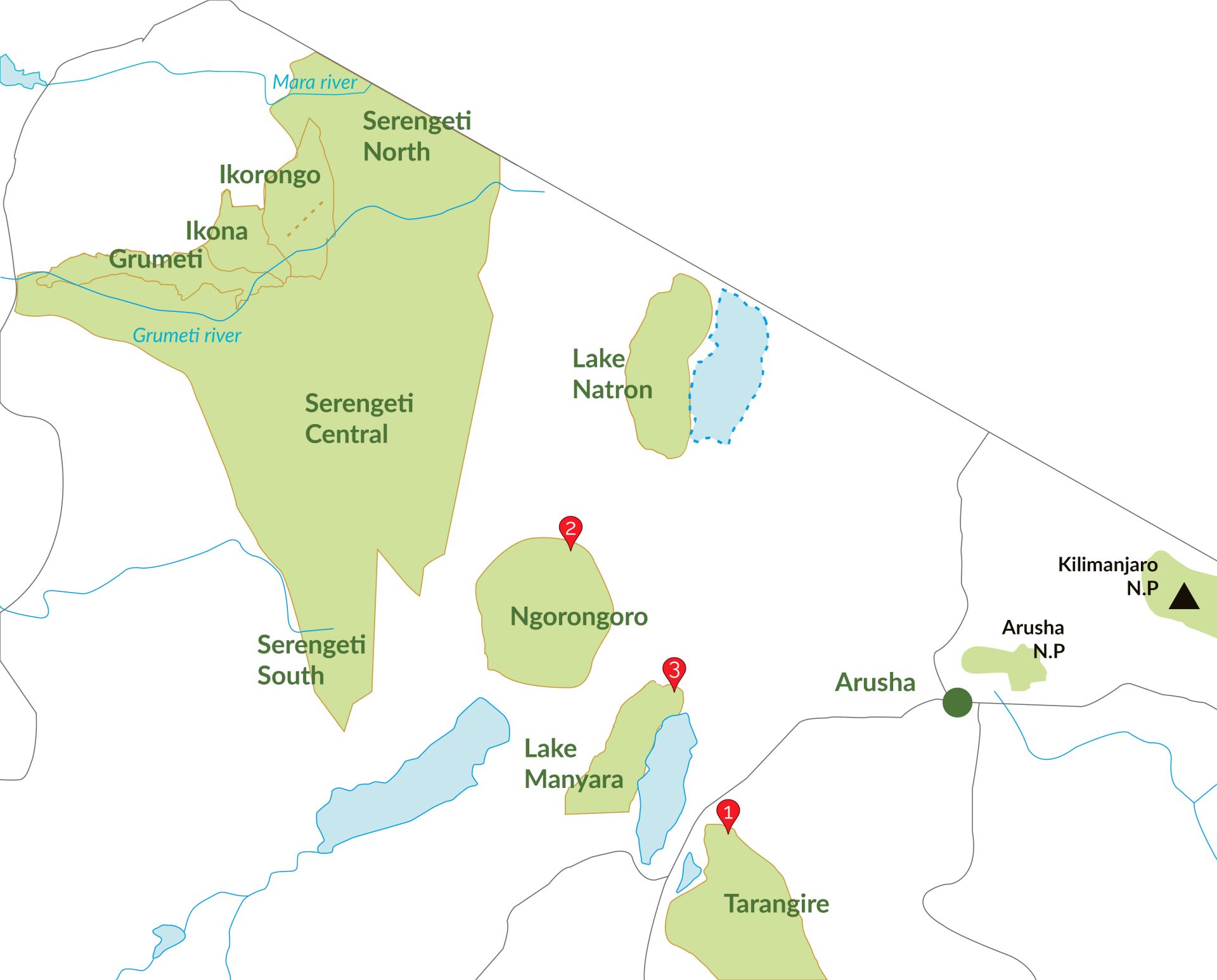 Safari de 3 jours en Tanzanie (carte)